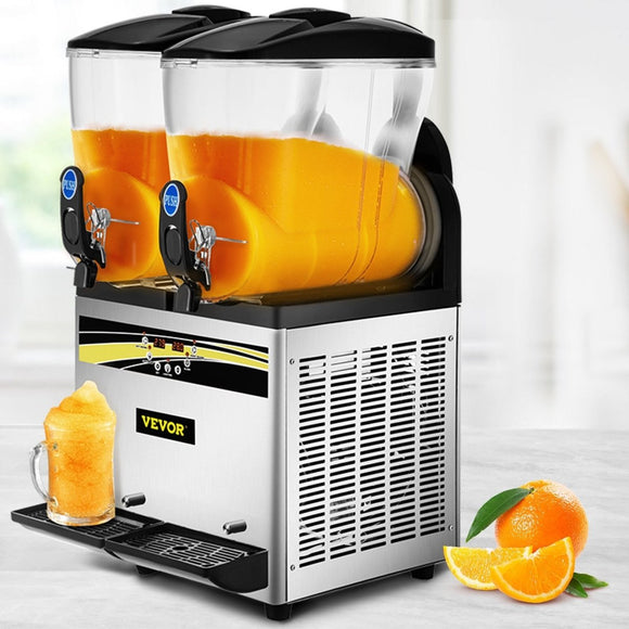 VEVOR Commercial Slush Machine Margarita Slush Maker 2x15L Frozen Drink Machine - RnR Galore