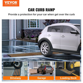 VEVOR Curb Ramp, 2 Pack, 6.5 cm Rise, Rubber Driveway Ramps, Heavy Duty 15 tons Weight Capacity Threshold Ramp, Curbside Bridge Ramps for Loading Dock Garage Sidewalk, Expandable Full Ramp Set - RnR Galore
