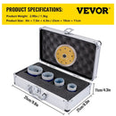 VEVOR Diamond Drill Bits 4PCS Diamond Hole Saw 35/40/50/68mm Tile Hole Saw Kit Vacuum Brazed Diamond Drill Bit 0.59in/15mm Segment Tile Hole Saw w Storage Case for Tile Ceramic Porcelain Marble Stone - RnR Galore