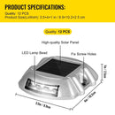 VEVOR Driveway Lights 12 - Pack Solar Driveway Lights Bright White with Screws Solar Deck Lights Outdoor Waterproof Wireless Dock Lights 6 LEDs for Path Warning Garden Walkway Sidewalk Steps - RnR Galore