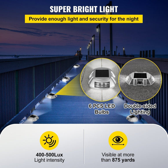 VEVOR Driveway Lights 12 - Pack Solar Driveway Lights Bright White with Screws Solar Deck Lights Outdoor Waterproof Wireless Dock Lights 6 LEDs for Path Warning Garden Walkway Sidewalk Steps - RnR Galore