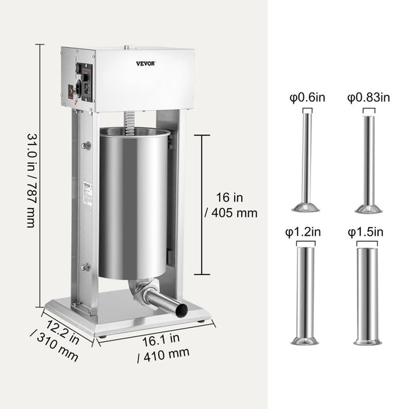 VEVOR Electric Sausage Stuffer 15L Variable Speed Sausage Maker Stainless Steel - RnR Galore