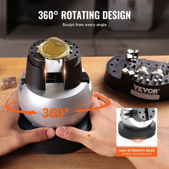 VEVOR Engraving Block 5 inch Ball Vise Setting Jewelry Ball Vise Engraving with 34PCS Attachment and Rubber Base - RnR Galore
