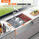 VEVOR 30 inch Stainless Steel Farmhouse Kitchen Sink with Single Bowl, Ledge & Accessories - RnR Galore