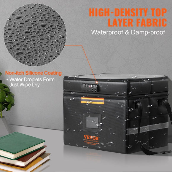 Fireproof Document Box with Lock & Handle, Waterproof File Box for Money & Jewelry - RnR Galore