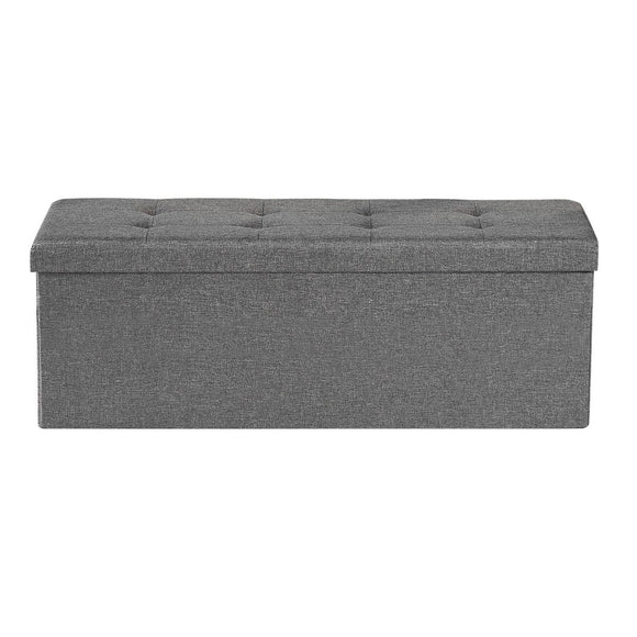 VEVOR Foldable Storage Ottoman Bench, End of Bed Bench with Side Bags, Folding Upholstered Storage Chest Supports 660 lbs, Linen Bed Ottoman with Large Space for Living Room, Bedroom, Entryway, Grey - RnR Galore