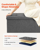 VEVOR Foldable Storage Ottoman Bench, End of Bed Bench with Side Bags, Folding Upholstered Storage Chest Supports 660 lbs, Linen Bed Ottoman with Large Space for Living Room, Bedroom, Entryway, Grey - RnR Galore