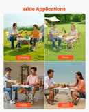 VEVOR Folding Camping Table, Adjustable Height Portable Side Tables, Aluminum MDF Beach Table with Mesh Layer, Carrying Handle, Lightweight Compact for Outdoor Picnic BBQ Cooking, 24x16in, Silver - RnR Galore