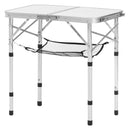 VEVOR Folding Camping Table, Adjustable Height Portable Side Tables, Aluminum MDF Beach Table with Mesh Layer, Carrying Handle, Lightweight Compact for Outdoor Picnic BBQ Cooking, 24x16in, Silver - RnR Galore