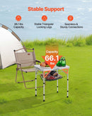 VEVOR Folding Camping Table, Adjustable Height Portable Side Tables, Aluminum MDF Beach Table with Mesh Layer, Carrying Handle, Lightweight Compact for Outdoor Picnic BBQ Cooking, 24x16in, Silver - RnR Galore