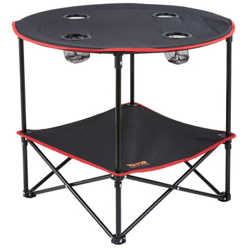 VEVOR Folding Camping Table, Outdoor Portable Side Tables, Lightweight Fold Up Table, 600D Oxford Fabric & Steel Ultra Compact Work Table with Large Storage & Carry Bag, For Beach Picnic, 28.3"x24" - RnR Galore