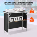 VEVOR Folding Portable Bar Table, Tradeshow Podium Table for Indoor, Outdoor, Party, Picnic, Exhibition, Includes Carrying Case, Storage Shelf and Black Skirt, 38.39" x 15.16" x 34.25“ - RnR Galore