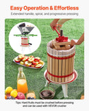 VEVOR Fruit Wine Press Manual Press for Wine Making 4.75 Gal/18L Wood Basket - RnR Galore