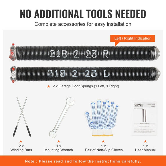 VEVOR Garage Door Torsion Springs Pair of 0.218 x 2 x 23inch with Winding Bars - RnR Galore