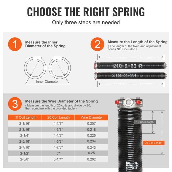 VEVOR Garage Door Torsion Springs Pair of 0.218 x 2 x 23inch with Winding Bars - RnR Galore