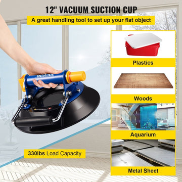 VEVOR Glass Lifting Vacuum Suction Cup Glass Lifter Suction Cup 30.4 cm 150 kg - RnR Galore