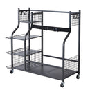 VEVOR Golf Storage Garage Organizer, 2 Golf Bag Stand Holder and Other Sports Equipment Storage Rack, Rolling Ball Cart on Wheels, Outdoor Sport Gear and Toy Storage with Baskets & Hooks, Steel, Black - RnR Galore