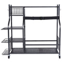 VEVOR Golf Storage Garage Organizer, 2 Golf Bag Stand Holder and Other Sports Equipment Storage Rack, Rolling Ball Cart on Wheels, Outdoor Sport Gear and Toy Storage with Baskets & Hooks, Steel, Black - RnR Galore