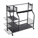 VEVOR Golf Storage Garage Organizer, 2 Golf Bag Stand Holder and Other Sports Equipment Storage Rack, Rolling Ball Cart on Wheels, Outdoor Sport Gear and Toy Storage with Baskets & Hooks, Steel, Black - RnR Galore