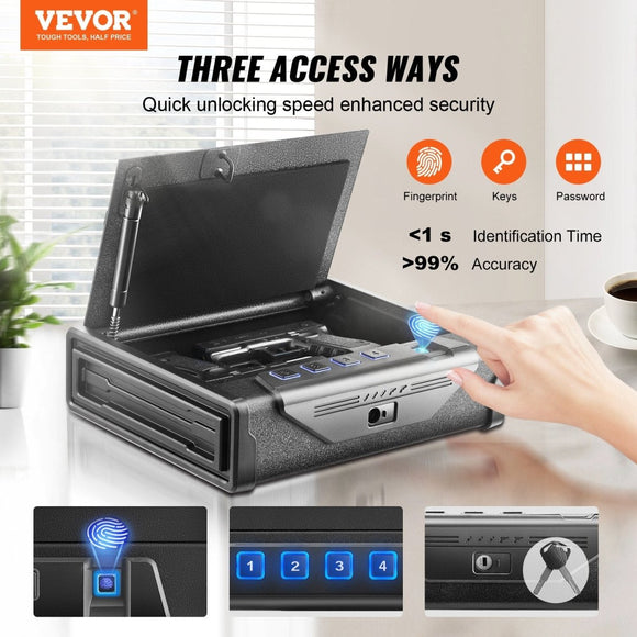 VEVOR Gun Safe for Pistols Biometric Gun Safe with 3 Access Ways for 2 Pistols - RnR Galore
