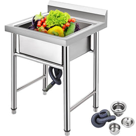 VEVOR Handmade Sink Non - magnetic Stainless Steel Kitchen Sink Hand Made 1 Compartment 44.4 x 41.9 x 25.4 cm Capacity Huge Tub Sink for Farmhouse Cafe Shop Hospital - RnR Galore