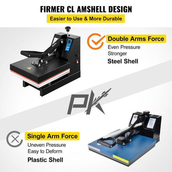 VEVOR Heat Press 15X15 Inch Heat Press Machine Industrial Quality Power T Shirt Heat Press Sublimation Machine Clamshell Heat Press Machine for T Shirts - RnR Galore