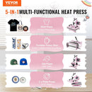 VEVOR Heat Press Machine 12x15 in 5 in 1 with 30oz Tumbler Press T-Shirts Pink - RnR Galore