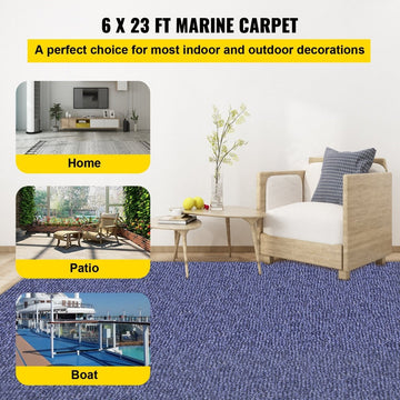 VEVOR Indoor Outdoor Rug Carpet Blue 6x23ft Area Rugs Runner for Patio Deck, 1.8x7m - RnR Galore