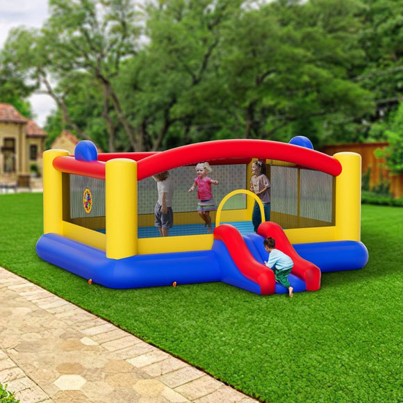 VEVOR Inflatable Bounce House, Outdoor High Quality Playhouse Trampoline, Jumping Bouncer with Blower, Slide, and Storage Bag, Family Backyard Bouncy Castle, for Kid Ages 3_10 Years, 4.5x4.4x2m - RnR Galore