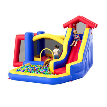 VEVOR Inflatable Bounce House, Outdoor High Quality Playhouse Trampoline, Jumping Bouncer with Blower, Slide, and Storage Bag, Family Backyard Bouncy Castle, for Kid Ages 3_8 Years, 3.3x3x2.3m - RnR Galore