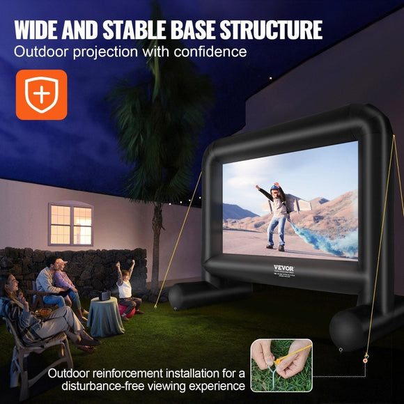 16 FT Inflatable Movie Screen with Blower, Front/Rear Projection for Outdoor Parties, Oxford Fabric - RnR Galore