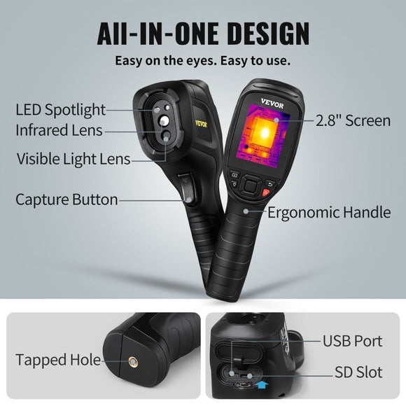 VEVOR Infrared Thermal Imager Visible Light Camera 2MP IR Resolution 240x180 - RnR Galore
