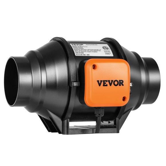 VEVOR Inline Duct Fan, 102mm 129.7 CFM with Variable Speed Controller, Quiet AC - motor Ventilation Exhaust Fan for Cooling Booster, Grow Tents, Hydroponics - RnR Galore