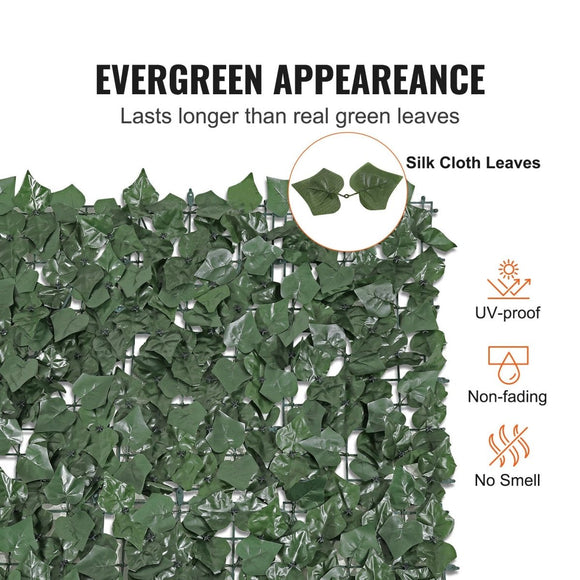VEVOR Ivy Privacy Fence, 2440 x 1830 mm Artificial Green Wall Screen, Greenery Ivy Fence with Strengthened Joint, Faux Hedges Vine Leaf Decoration for Outdoor Garden, Yard, Balcony, Patio Decor - RnR Galore