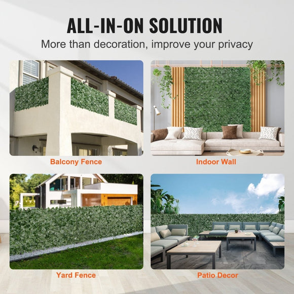 VEVOR Ivy Privacy Fence 59x98 in, Green Wall Screen with Mesh Backing, Faux Hedges Vine Decoration - RnR Galore