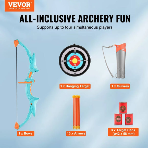 VEVOR Kids Bow and Arrow Set LED Light Up Outdoor Archery Kit Children 10 Arrows - RnR Galore