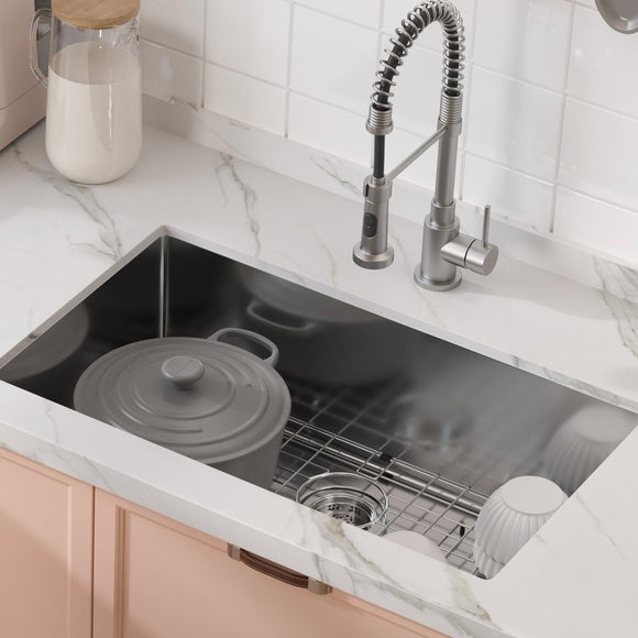 VEVOR Kitchen Sink, 304 Stainless Steel Drop - In Sinks, Undermount Single Bowl Basin with Accessories(Pack of 3), Household Dishwasher Sinks for Workstation, RV, Prep Kitchen, and Bar Sink, 30 inch - RnR Galore