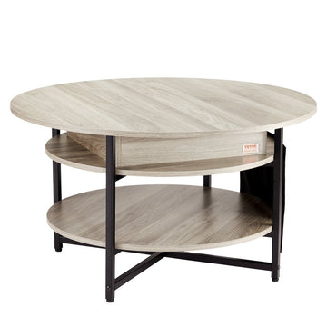 VEVOR Lift Top Coffee Table 35.3" Round Coffee Table for Living Room White - RnR Galore