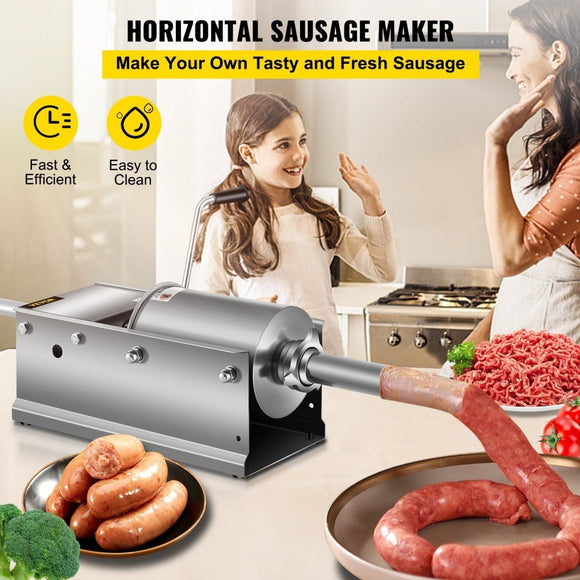 Stainless Steel Manual Sausage Stuffer, 5 Tubes, Home to Commercial Use - RnR Galore