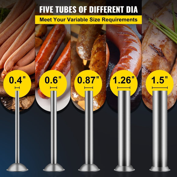 Stainless Steel Manual Sausage Stuffer, 5 Tubes, Home to Commercial Use - RnR Galore