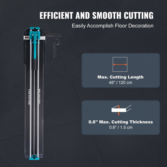 VEVOR Manual Tile Cutter, 1200mm, Porcelain Ceramic Tile Cutter with Tungsten Carbide Cutting Wheel, Infrared Positioning, Anti - Skid Feet, Double Rails for professional installers or beginners - RnR Galore