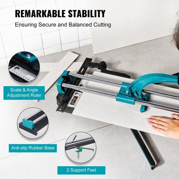 VEVOR Manual Tile Cutter, 1200mm, Porcelain Ceramic Tile Cutter with Tungsten Carbide Cutting Wheel, Infrared Positioning, Anti - Skid Feet, Double Rails for professional installers or beginners - RnR Galore