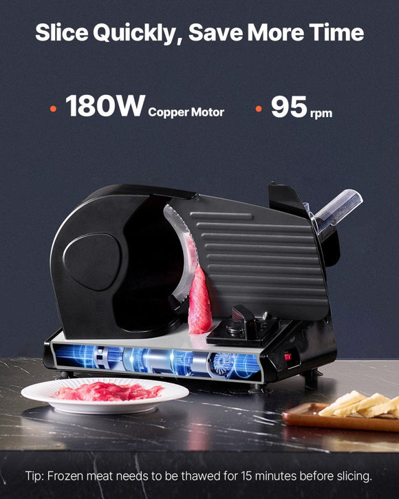 VEVOR Meat Slicer 180W 190 mm Electric Deli Food Slicer for Meat Bread Cheese - RnR Galore