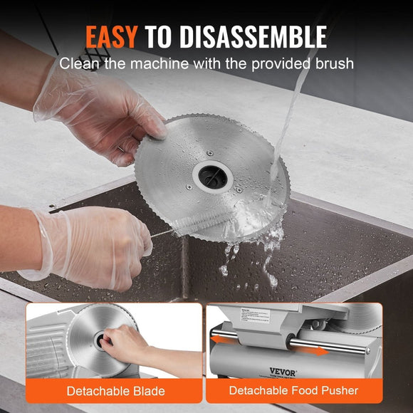 VEVOR Meat Slicer, 180W Electric Deli Food Slicer with 7.5" SUS420 Stainless Steel Blade and Blade Guard, 0 - 0.6 inch Adjustable Thickness for Home Use, Easy to Clean, Cut Meat, Bread, Ham and Cheese - RnR Galore