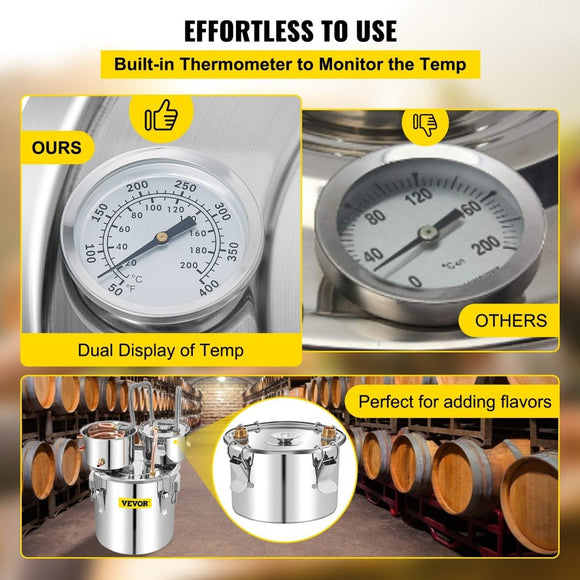 VEVOR Moonshine Still Water Alcohol Distiller 50L w/Thumper Keg & Water Pump - RnR Galore