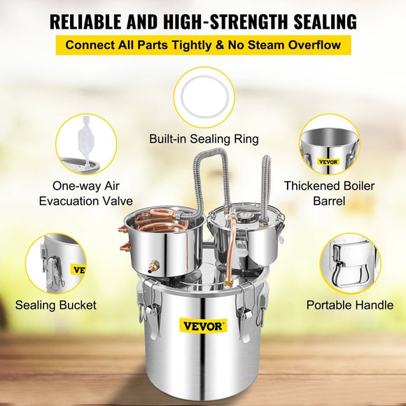 VEVOR Moonshine Still Water Alcohol Distiller 50L w/Thumper Keg & Water Pump - RnR Galore