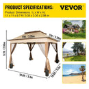 VEVOR Outdoor Canopy Gazebo Tent, Portable Canopy Shelter with 11\'x11\' Large Shade Space for Party, Backyard, Patio Lawn and Garden, 4 Sandbags, Carrying Bag and Netting Included, Brown - RnR Galore