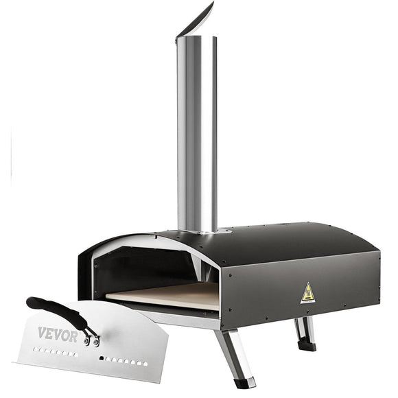 VEVOR Outdoor Pizza Oven, 12 - inch, Wood Pellet and Charcoal Fired Pizza Maker, Portable Outside Stainless Steel Pizza Grill with Pizza Stone, Waterproof Cover, Shovel, Wood Burner for Backyard Camping - RnR Galore