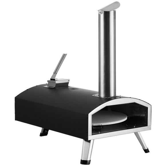 VEVOR Outdoor Pizza Oven, 12" Wood Fired Pizza Ovens, Pellet Pizza Stove with Built - in Thermometer, with Thickened Cordierite, Rotating Pizza Stone, Carry Bag, Shovel, Portable Pizza Maker for Outside Backyard Patio Camping Black - RnR Galore