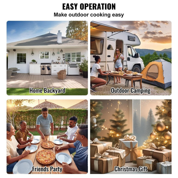 VEVOR Outdoor Pizza Oven, 12" Wood Fired Pizza Ovens, Pellet Pizza Stove with Built - in Thermometer, with Thickened Cordierite, Rotating Pizza Stone, Carry Bag, Shovel, Portable Pizza Maker for Outside Backyard Patio Camping Black - RnR Galore